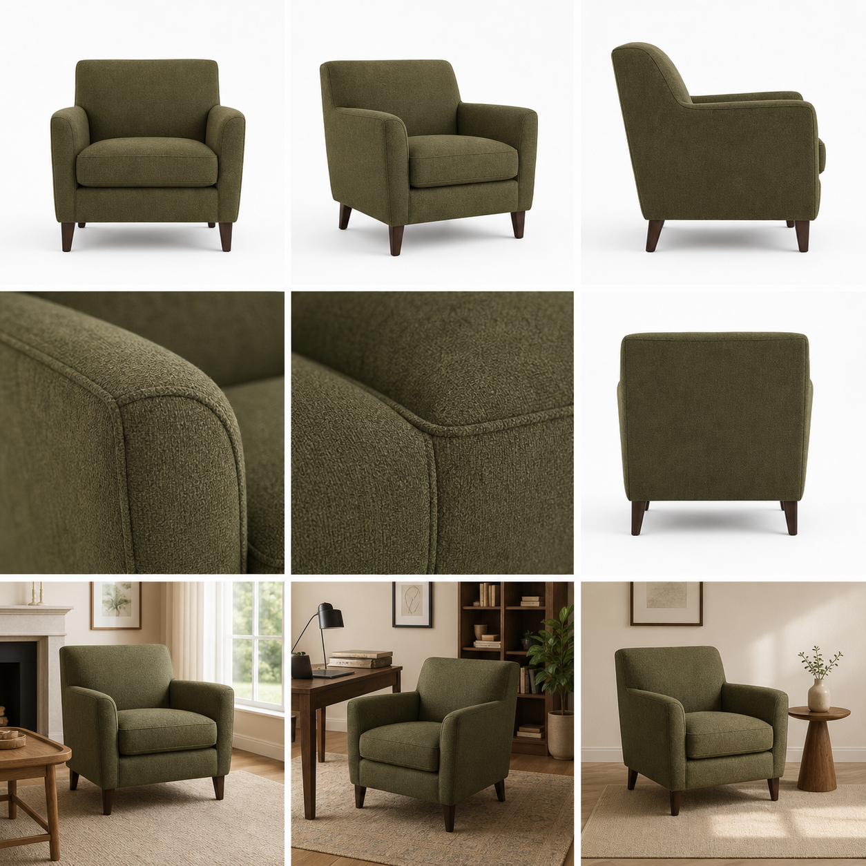 An example 9-image product listing set for a lounge chair