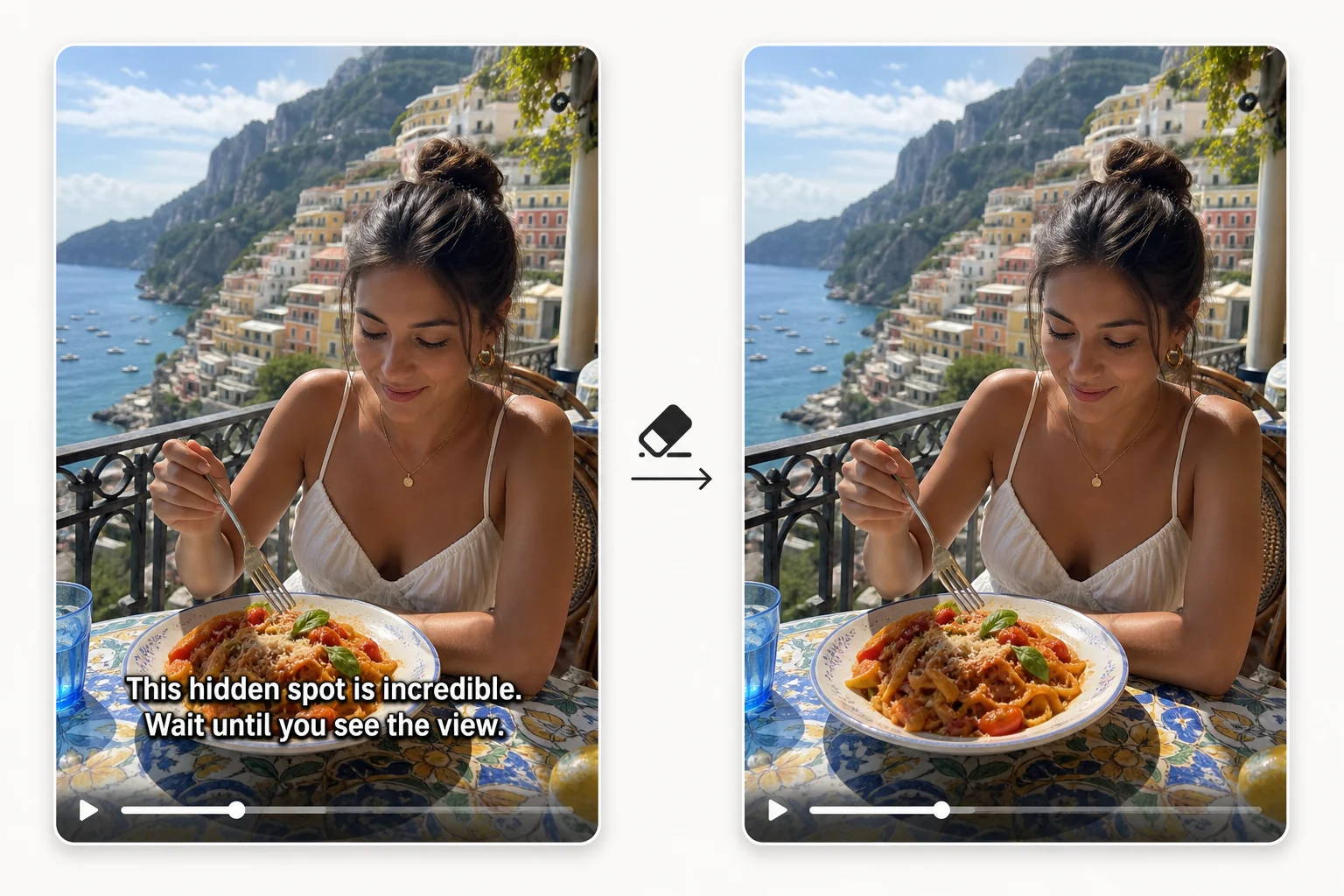 Before and After: Remove Subtitles From Video, Frame by Frame